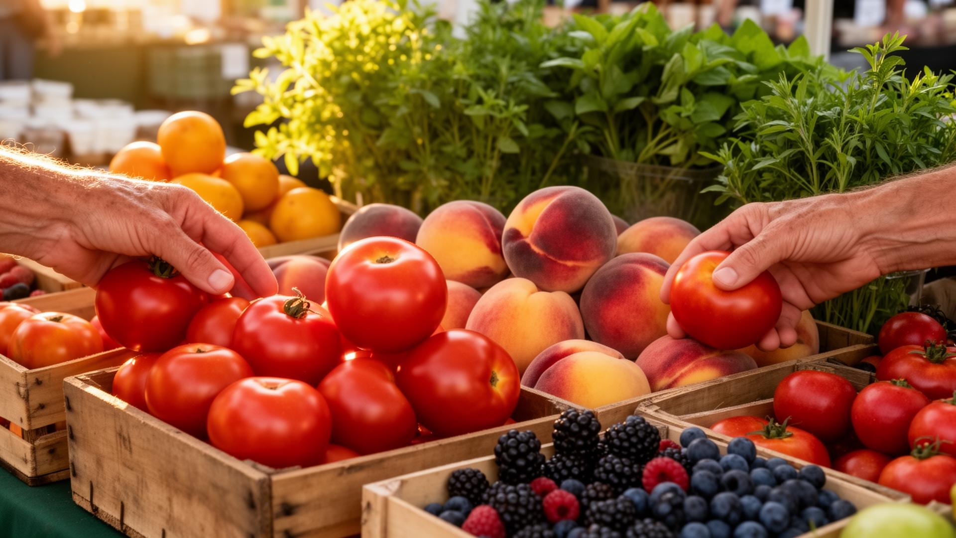 Summer farmers market produce